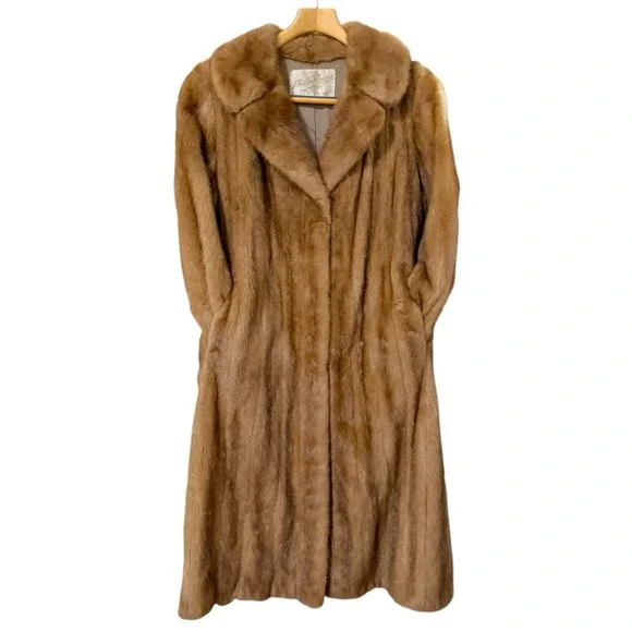 Vintage 1960's Philip Reiner Blonde Mink Fur Swing Coat 46 Length 3 Pockets EUC